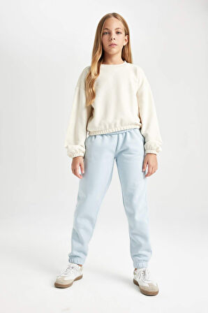 DeFacto Kız Çocuk Standart Fit Beli Paçası Lastikli Basic Düz Jogger Eşofman Altı D3206A824WNBE523