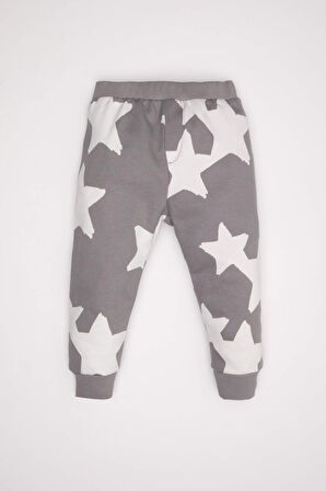 DeFacto Erkek Bebek 2'li Takım Yıldız Desenli Bisiklet Yaka Sweatshirt Beli Lastikli Jogger Eşofman Altı D4612A524AUGR67