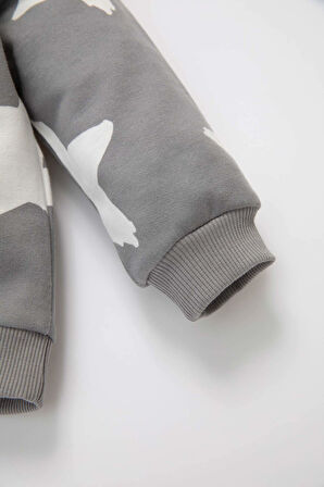 DeFacto Erkek Bebek 2'li Takım Yıldız Desenli Bisiklet Yaka Sweatshirt Beli Lastikli Jogger Eşofman Altı D4612A524AUGR67