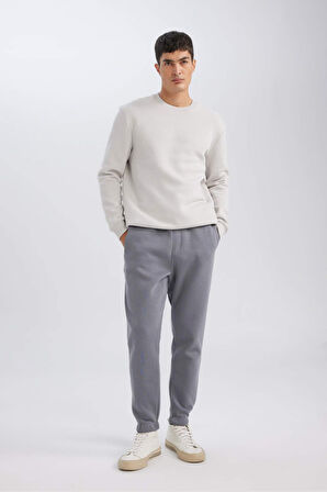 DeFacto Relax Fit Kalın Jogger Eşofman Altı Basic Düz Beli Bağcıklı Lastikli Paça Cepli  U7438AZ24AUGR439