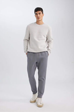 DeFacto Relax Fit Kalın Jogger Eşofman Altı Basic Düz Beli Bağcıklı Lastikli Paça Cepli  U7438AZ24AUGR439