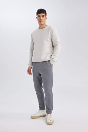 DeFacto Relax Fit Kalın Jogger Eşofman Altı Basic Düz Beli Bağcıklı Lastikli Paça Cepli  U7438AZ24AUGR439