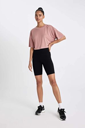 DeFactoFit Crop Bisiklet Yaka Sporcu Modal Kısa Kollu Tişört D2978AX24HSBR103