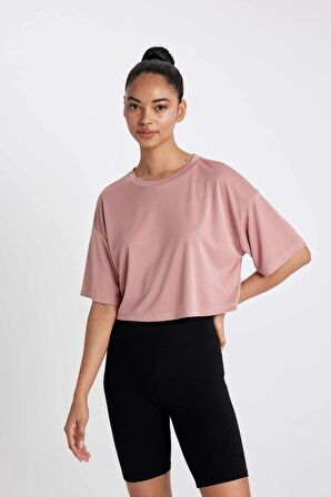DeFactoFit Crop Bisiklet Yaka Sporcu Modal Kısa Kollu Tişört D2978AX24HSBR103
