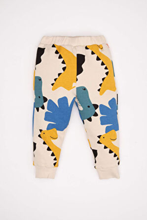 DeFacto Erkek Bebek 2'li Takım Dinazor Desenli Bisiklet Yaka Sweatshirt Üst Beli Lastikli Jogger Eşofman Altı D3933A524WNER42