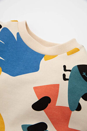 DeFacto Erkek Bebek Dinazor Baskılı Sweatshirt Eşofman Altı 2'li Takım D3933A524WNER42