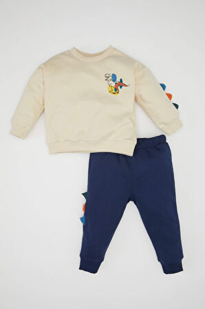 DeFacto Erkek Bebek 3D Baskılı İnce Sweatshirt Eşofman Altı 2'li Takım D3934A524WNER42