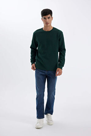 DeFacto Regular Fit Bisiklet Yaka Waffle Uzun Kollu Tişört C1882AX24AUGN466