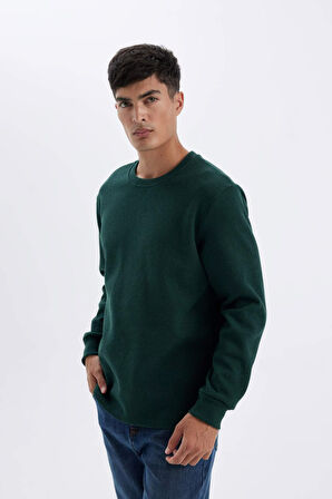 DeFacto Regular Fit Bisiklet Yaka Waffle Uzun Kollu Tişört C1882AX24AUGN466