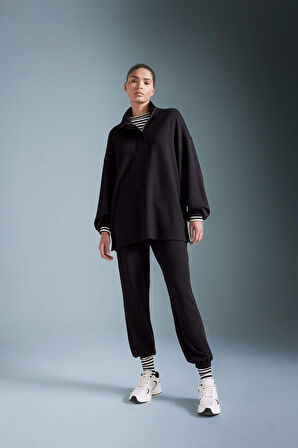 DeFactoFit Sporcu Jogger Eşofman Altı Standart Fit Modal Çift Cepli Basic Düz B1794AX24AUBK81