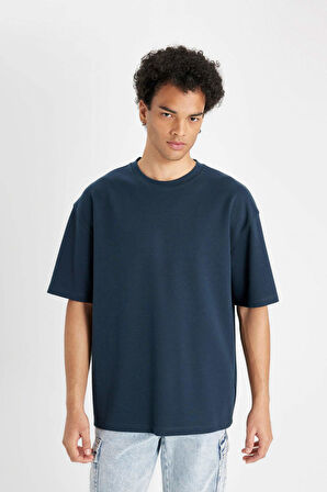 Oversize Fit Bisiklet Yaka Ağır Kumaş Kısa Kollu Tişört