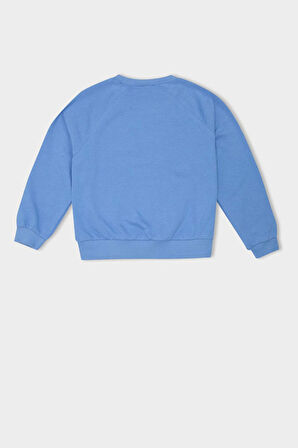 DeFacto Kız Çocuk Pembe Oversize Geniş Kalıp Bisiklet Yaka Baskılı Sweatshirt D1100A824AUBE514