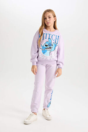 DeFacto Kız Çocuk Disney Lilo & Stitch Beli Lastikli Standart Fit Jogger Eşofman Altı D3224A824WNPR143