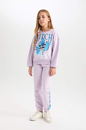 DeFacto Kız Çocuk Disney Lilo & Stitch Beli Lastikli Standart Fit Jogger Eşofman Altı D3224A824WNPR143