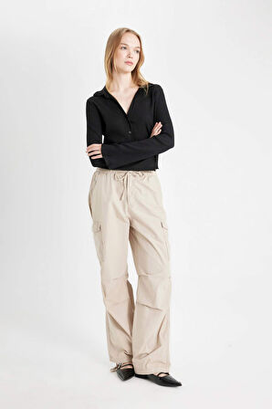 DeFacto Coool Paraşüt Poplin Pantolon Basic Düz Cepli Beli Lastikli A6266AX24AUBG191
