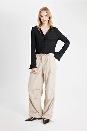 DeFacto Coool Paraşüt Poplin Pantolon Basic Düz Cepli Beli Lastikli A6266AX24AUBG191