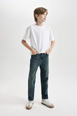 Erkek Çocuk Straight Fit Düz Paça Cepli Jean Pantolon