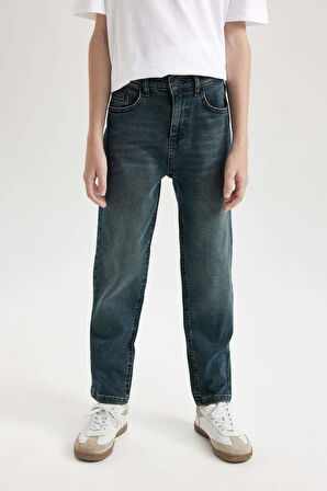 Erkek Çocuk Straight Fit Düz Paça Cepli Jean Pantolon
