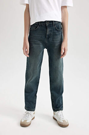 Erkek Çocuk Straight Fit Düz Paça Cepli Jean Pantolon