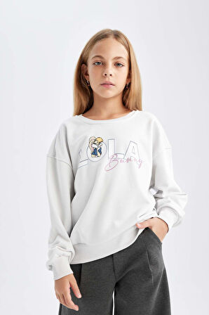 DeFacto Kız Çocuk Looney Tunes Relax Fit Bisiklet Yaka Sırt Baskılı Sweatshirt D2985A824AUGR293