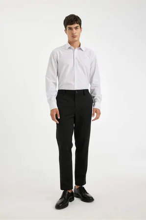 DeFacto Modern Fit Modern Kesim Poplin Desenli Pamuk Karışımlı Uzun Kollu Gömlek D3456AX24AUWT34