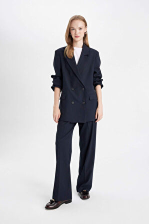 DeFacto Wide Leg Kumaş Pantolon Geniş Bol Paça Esnek Belli Basic Düz Standart Boy D4356AX24AUNV199