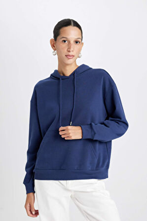 DeFacto Relax Fit Kapüşonlu Kalını Basic Sweatshirt W1240AZ24WNNV42