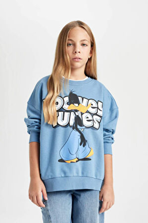 Kız Çocuk Looney Tunes Oversize Fit Bisiklet Yaka Sweatshirt