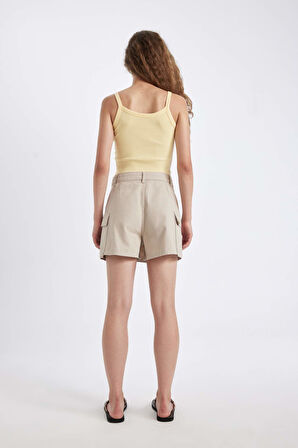 DeFacto Regular Fit Normal Bel Kargo Cepli Gabardin Şort Etek D4991AX24AUBG155