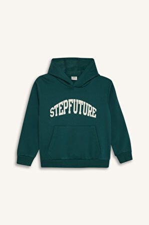 DeFacto Erkek Çocuk Kapüşonlu Baskılı Cepli Kalın Sweatshirt D3033A824WNGN155