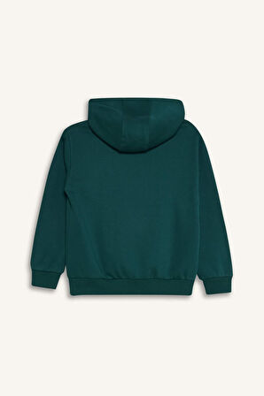 DeFacto Erkek Çocuk Kapüşonlu Baskılı Cepli Kalın Sweatshirt D3033A824WNGN155