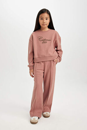 DeFacto Kız Çocuk Wide Leg Geniş Bol Paça Beli Lastikli Eşofman Altı D3974A824WNBR165