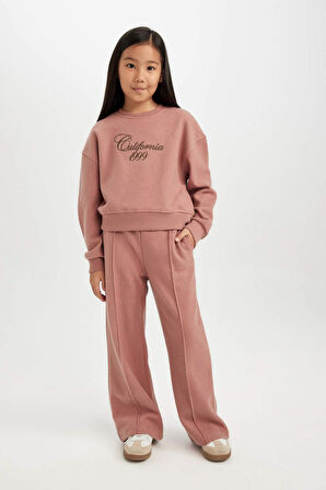 DeFacto Kız Çocuk Wide Leg Geniş Bol Paça Beli Lastikli Eşofman Altı D3974A824WNBR165