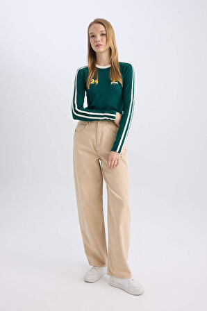 DeFacto Coool Gabardin Pantolon Baggy Fit Normal Bel Cepli Basic Düz D3761AX24AUER42