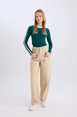 DeFacto Coool Gabardin Pantolon Baggy Fit Normal Bel Cepli Basic Düz D3761AX24AUER42