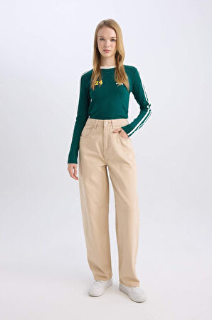 DeFacto Coool Gabardin Pantolon Baggy Fit Normal Bel Cepli Basic Düz D3761AX24AUER42