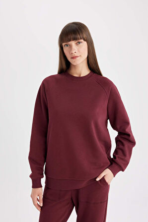 DeFacto Oversize Fit Bisiklet Yaka Kalın Casual Basic Sweatshirt V2697AZ24WNBR248