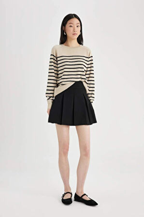 Z1317 Regular Fit Bisiklet Yaka Çizgili Kazak