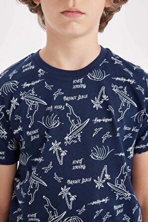 DeFacto Erkek Çocuk Pijama Takımı Desenli Kısa Kollu Üst Şort C5502A824SMNV147