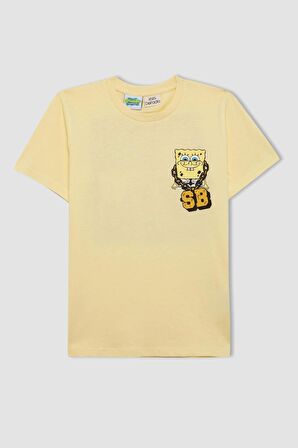 DeFacto Erkek Çocuk SpongeBob Pijama Takımı Bisiklet Yaka Kısa Kollu Üst Şort C2845A824SMYL83