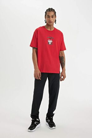 DeFactoFit NBA Chicago Bulls Boxy Fit Bisiklet Yaka Kısa Kollu Tişört B9891AX24SMRD303