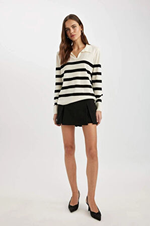 A1249 Regular Fit Polo Yaka Çizgili Kazak