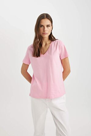 DeFacto Regular Fit V Yaka Penye Basic Kısa Kollu Tişört W9578AZ24SMPN253