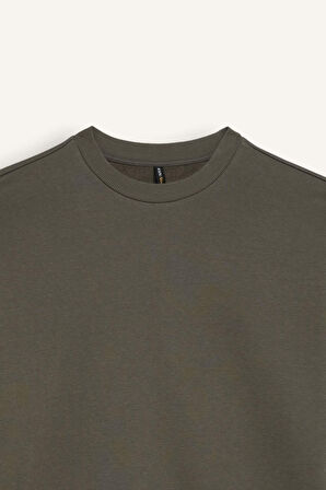 DeFacto Boxy Fit Bisiklet Yaka Kalın Basic Düz Sweatshirt B8568AX24WNKH422
