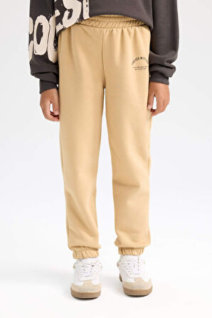 DeFacto Kız Çocuk Standart Fit Beli Paçası Lastikli Baskılı Jogger Eşofman Altı D2295A824WNBG68