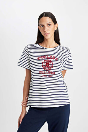 DeFacto Fall in Love Baskılı Kısa Kollu Pijama Takımı C5125AX24AUNV31