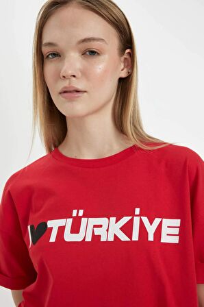 DeFacto Coool Oversize Geniş Kalıp Baskılı Kısa Kollu Tişört D6045AX24SMRD33