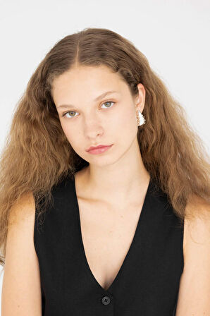 Kadın Taşlı Damla Küpe