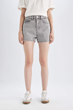 Mom Fit Yüksek Bel Jean Şort