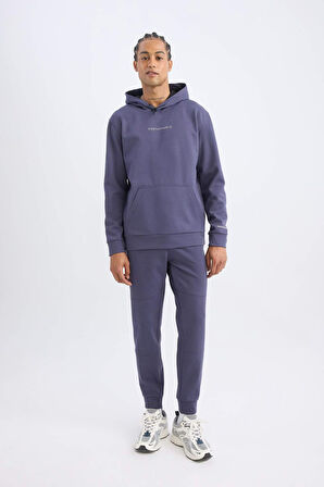 DeFactoFit Standart Fit Kapüşonlu Arma Baskılı Kanguru Cepli Skuba Dalgıç Kumaş Sporcu Sweatshirt D1893AX24AUPR493